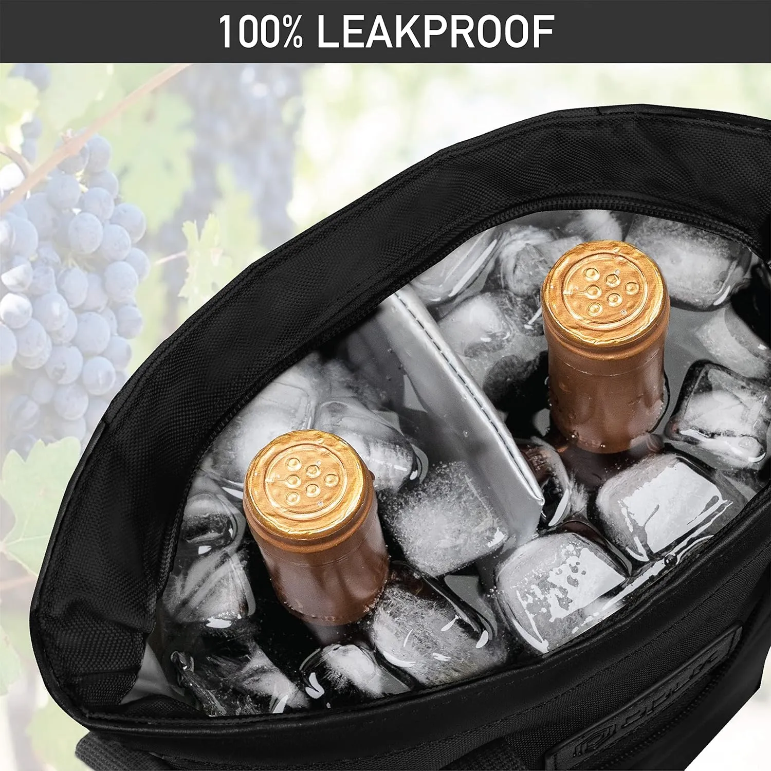 opux Two Bottle Wine Bag Carrier Tote, Insulated Leakproof 2 Bottle Wine Cooler Bag for Travel BYOB Picnic, Portable Wine Case, Gift for Men Women Wine Lover Birthday Party Christmas, Black