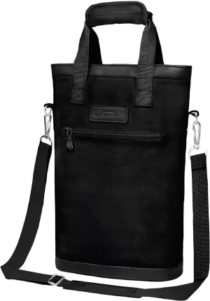 opux Two Bottle Wine Bag Carrier Tote, Insulated Leakproof 2 Bottle Wine Cooler Bag for Travel BYOB Picnic, Portable Wine Case, Gift for Men Women Wine Lover Birthday Party Christmas, Black