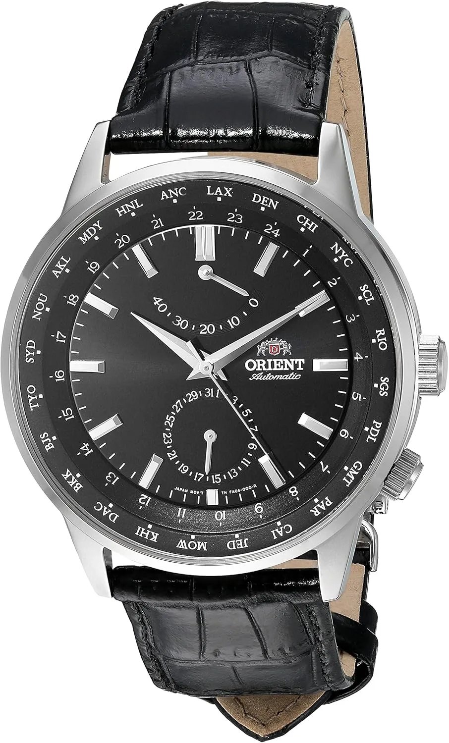 Orient Men's 'Adventurer' Japanese Automatic Stainless Steel and Leather Dress Watch, Color:Black (Model: FFA06002B0)