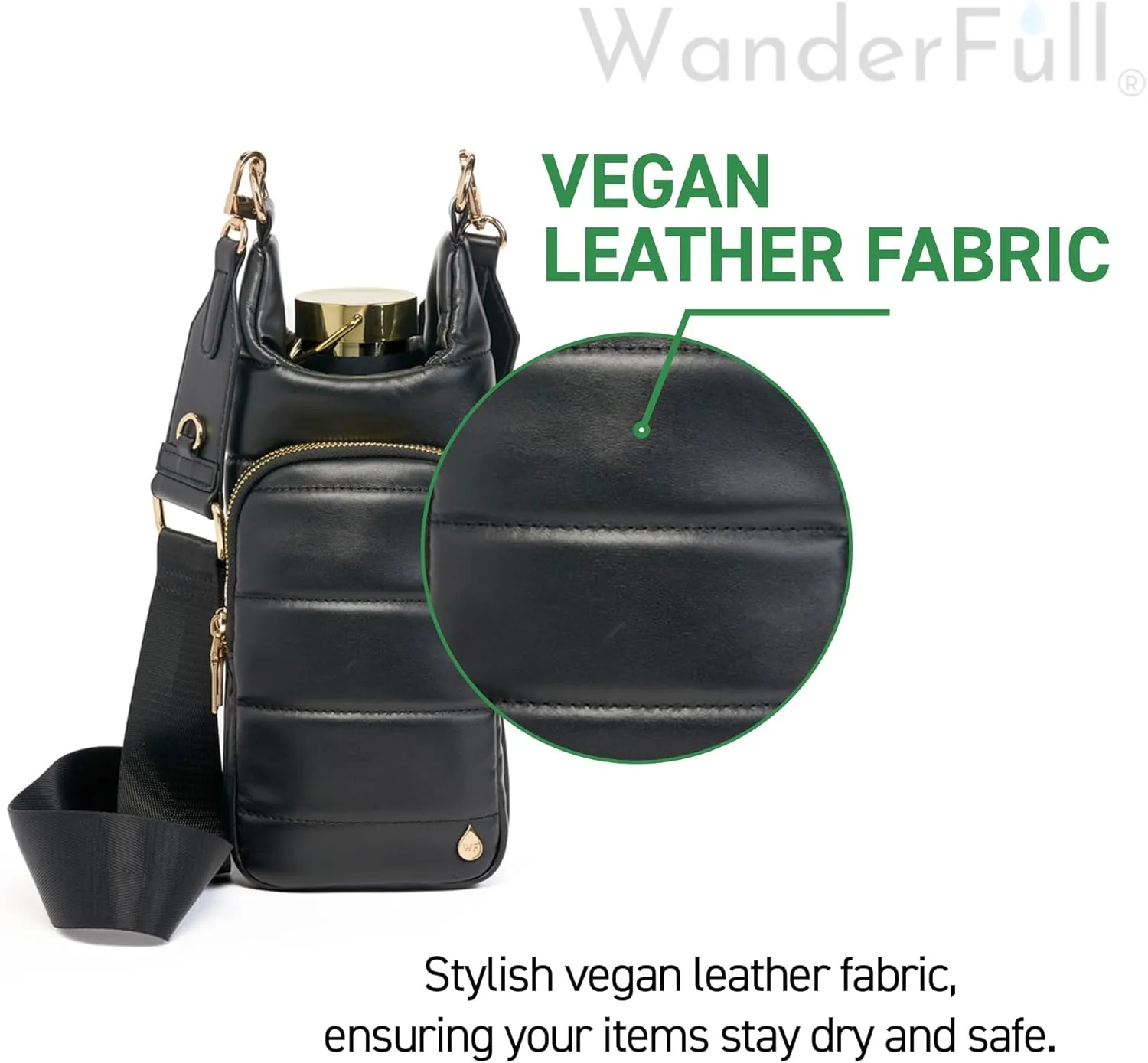 Original HydroBag | Oprah’s Favorite Things 2024 | Vegan Leather Water Bottle Holder w/Strap Bundle