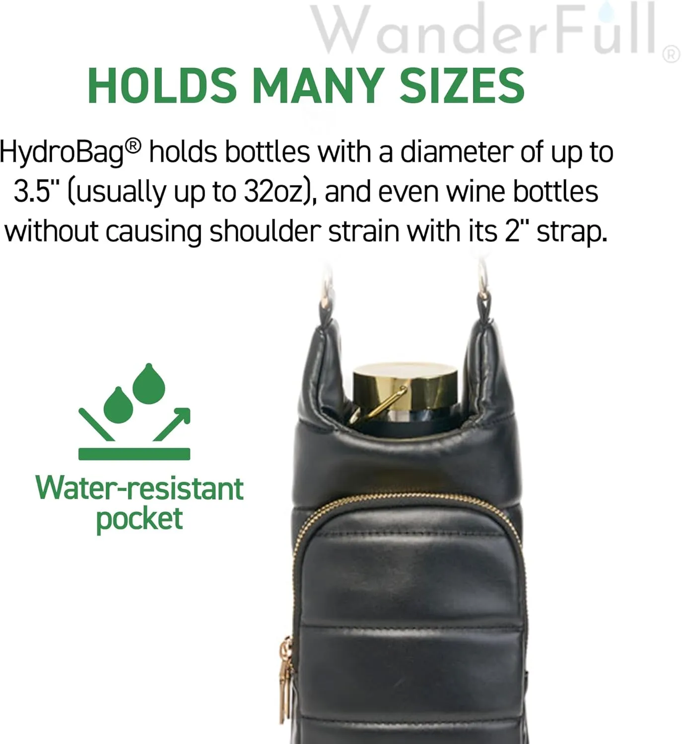 Original HydroBag | Oprah’s Favorite Things 2024 | Vegan Leather Water Bottle Holder w/Strap Bundle