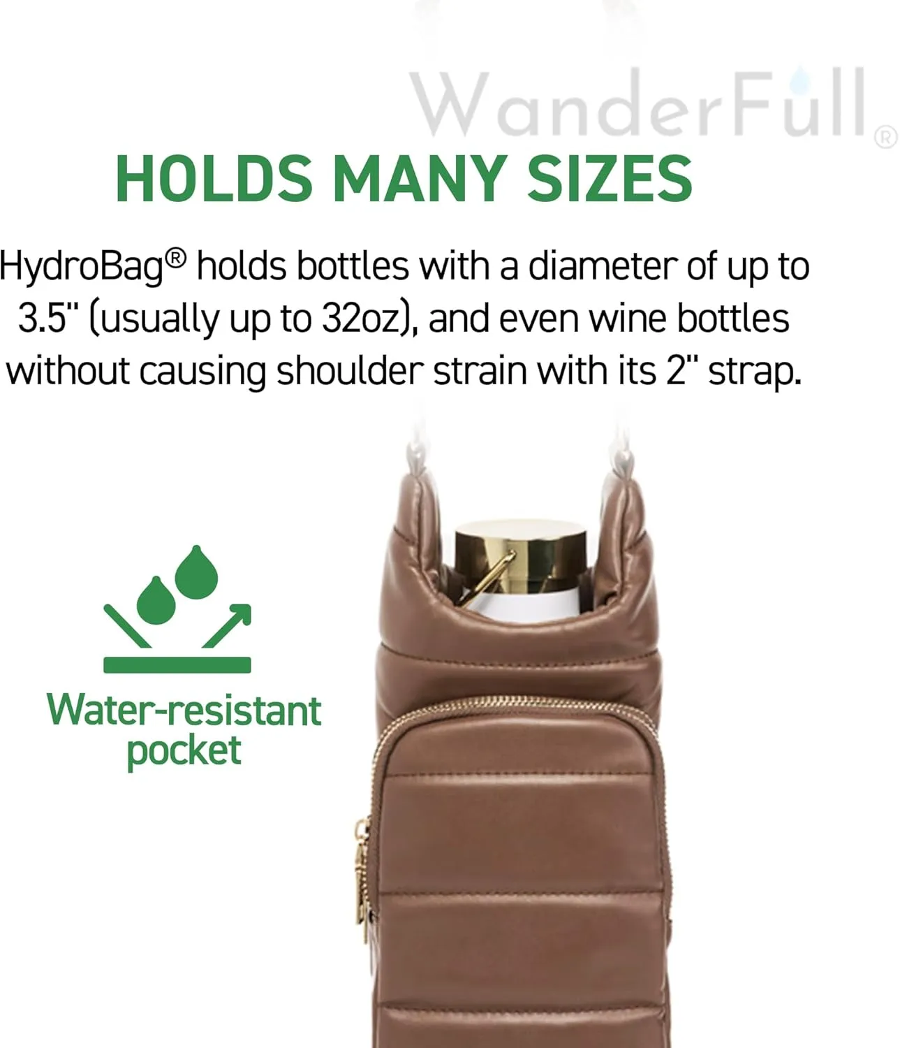 Original HydroBag | Oprah’s Favorite Things 2024 | Vegan Leather Water Bottle Holder w/Strap Bundle