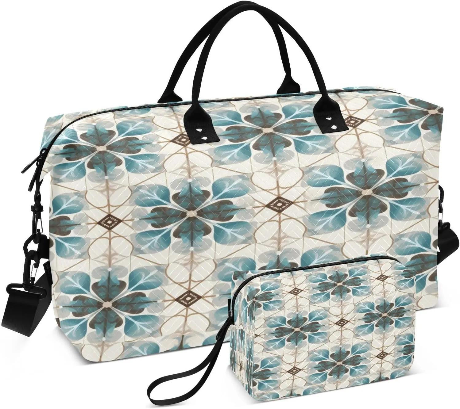 Ornamental Pattern Travel Duffle Bag Weekend Overnight Bag Carry on Toiletry Bag Large Gym Bag for Men Women