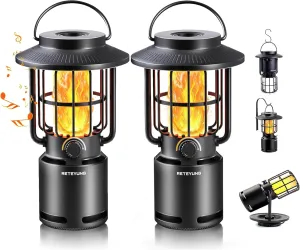 Outdoor Speakers Bluetooth Waterproof Patio,10W Wireless Portable LED Flame Light Speaker with Torch Atmosphere for Patio/Yard/Party/Camping Black,Gifts for Men Women Dads Moms(2 Pcs)