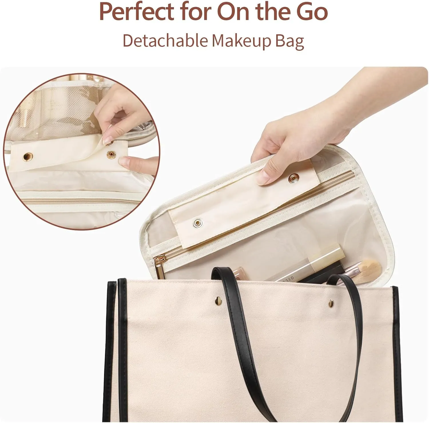 PACKISM Hanging Travel Bag for Women - Smooth PU Leather Waterproof Travel Toiletry Bag for Full-Sized Toiletries, with Inner Pockets for Small Items, U Wide Open and Detachable Bag, Brown (L)