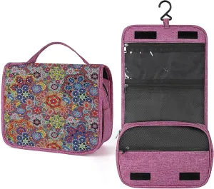 Paisley Print,Waterproof Travel Toiletry Hanging Bag,Vintage Paisley Motif Cultural Eastern,Makeup bag,Travel Organizers,Cosmetic Travel-Sized Container,Large Capacity for Women,Blue And Red
