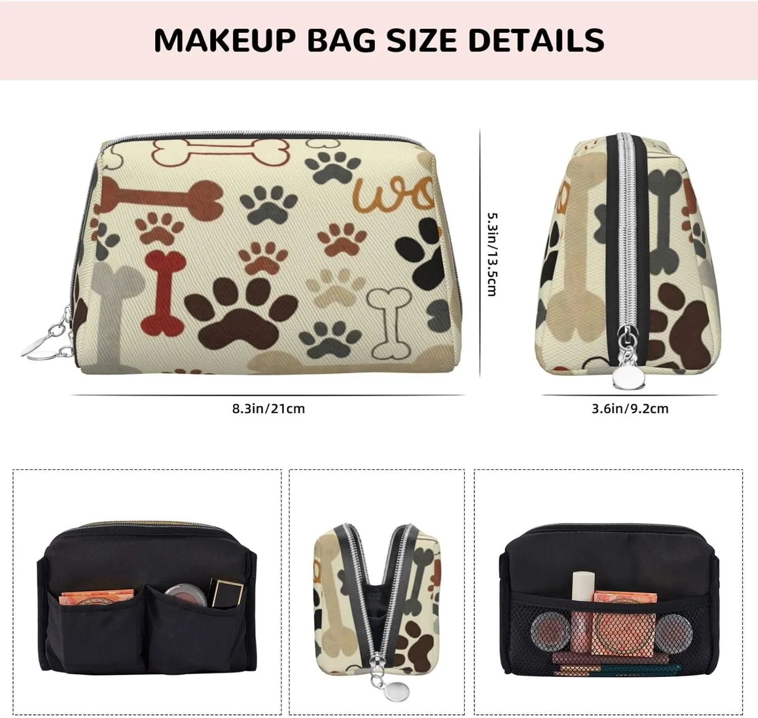 Palm Leaves,Makeup Bags for Women,Palm and Tropical Beach,Leather Cosmetic Bag Toiletry Bag Travel Case Waterproof Makeup Pouch,Green,M