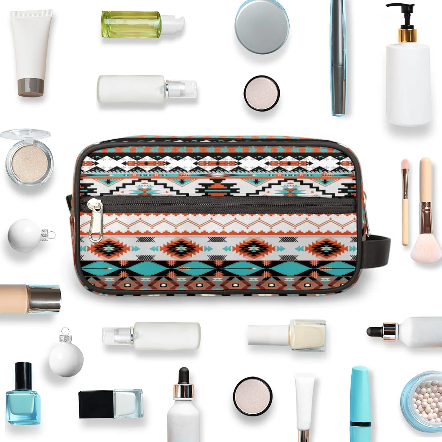 Pardick Aztec Ethnic Aztec Geometric Travel Toiletry Bag for Women Men Organizer Cosmetic Makeup Bag Waterproof Lightweight Shaving Bag Dopp Kit Large Capacity for Toiletries and Shaving Accessories