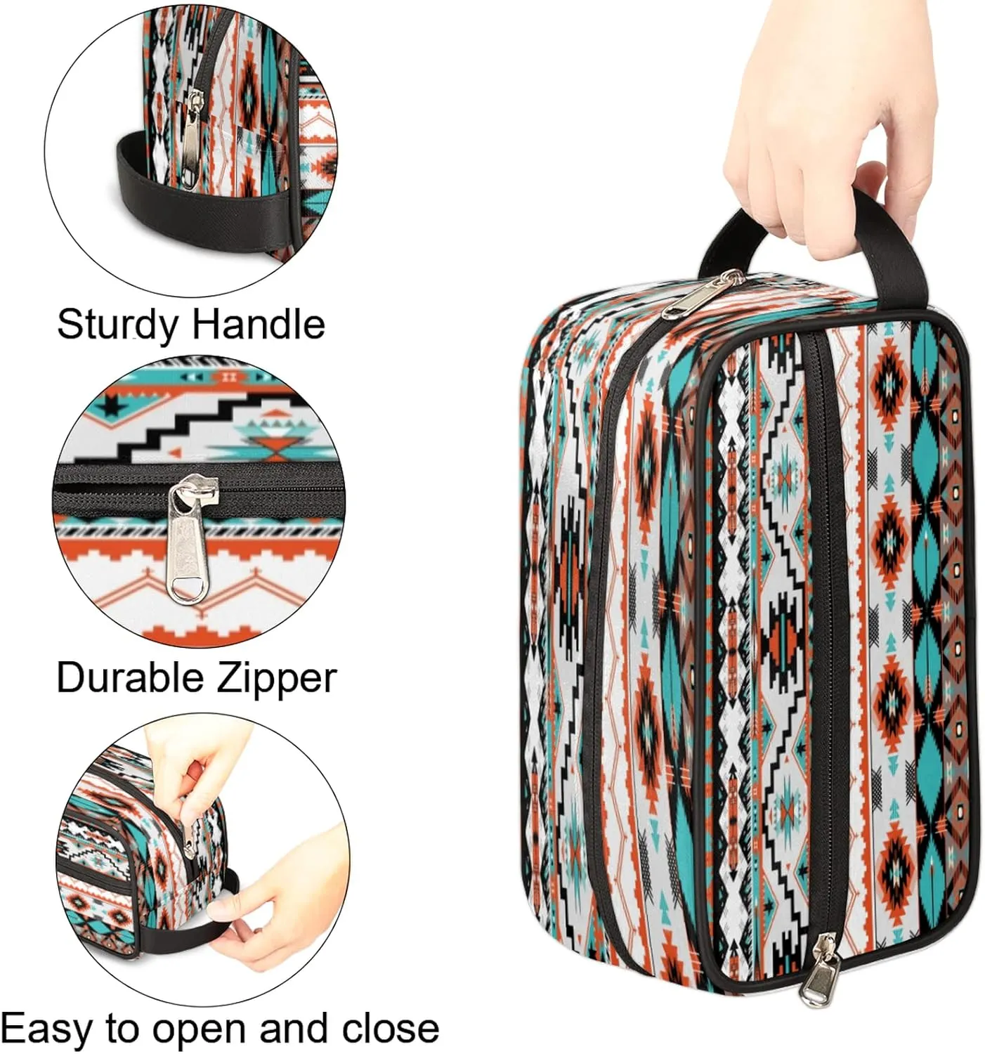 Pardick Aztec Ethnic Aztec Geometric Travel Toiletry Bag for Women Men Organizer Cosmetic Makeup Bag Waterproof Lightweight Shaving Bag Dopp Kit Large Capacity for Toiletries and Shaving Accessories