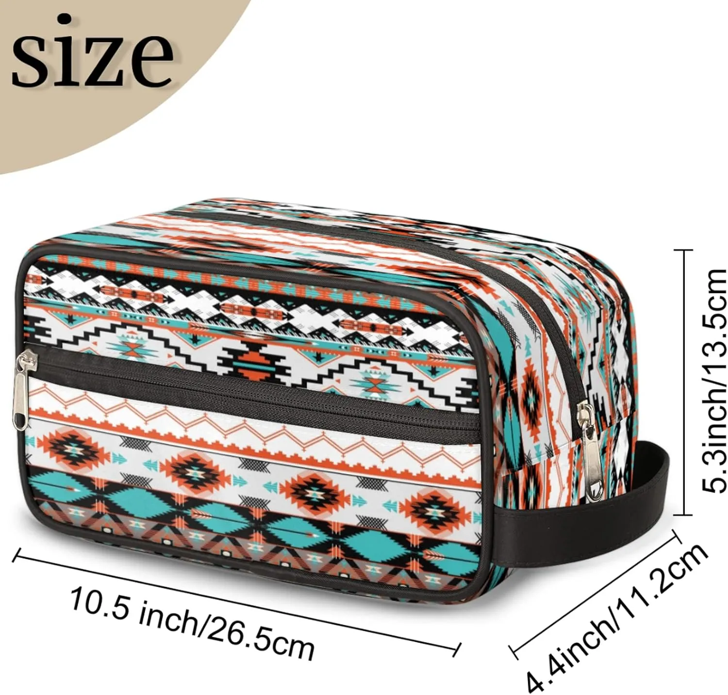 Pardick Aztec Ethnic Aztec Geometric Travel Toiletry Bag for Women Men Organizer Cosmetic Makeup Bag Waterproof Lightweight Shaving Bag Dopp Kit Large Capacity for Toiletries and Shaving Accessories