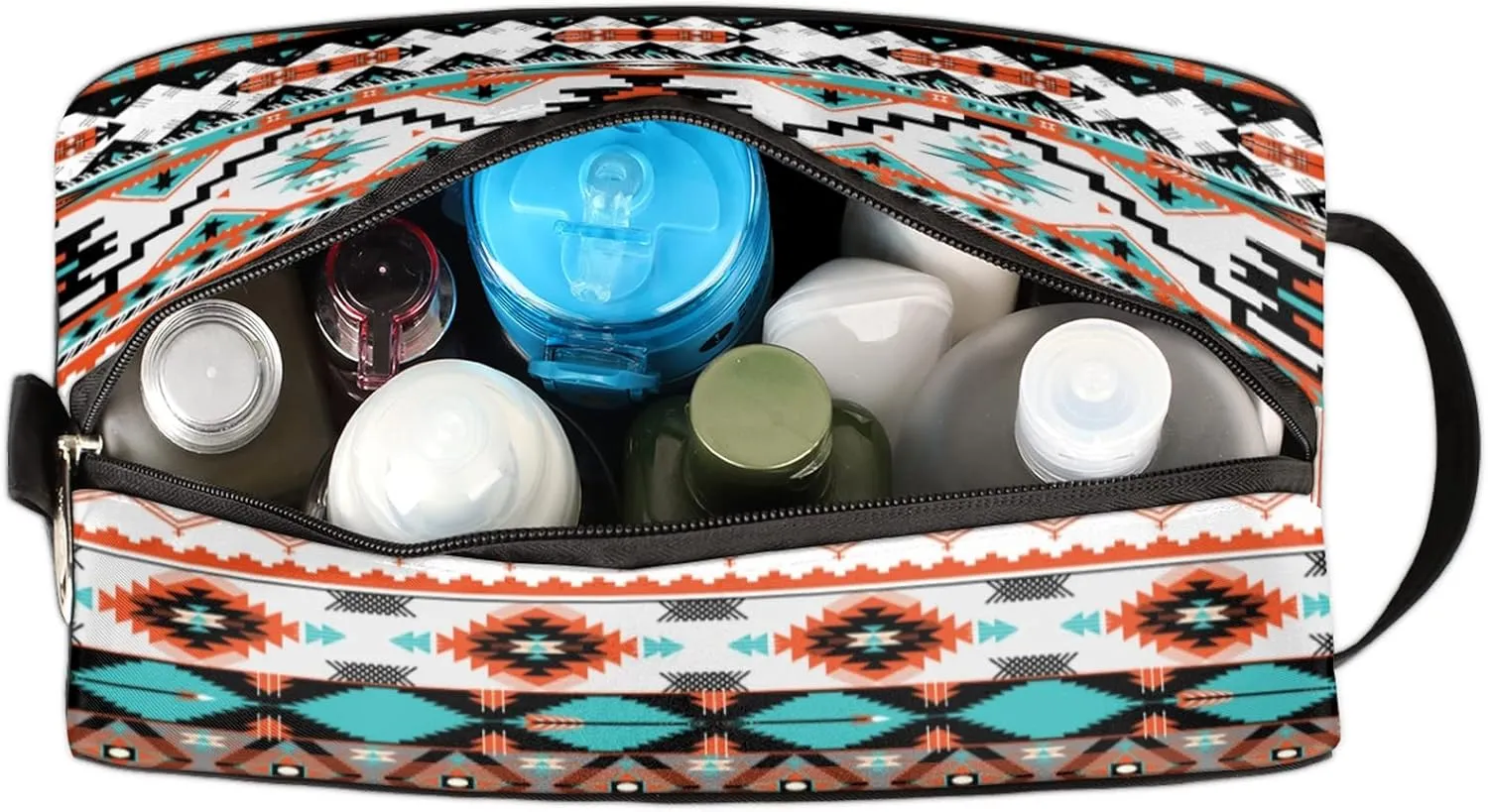 Pardick Aztec Ethnic Aztec Geometric Travel Toiletry Bag for Women Men Organizer Cosmetic Makeup Bag Waterproof Lightweight Shaving Bag Dopp Kit Large Capacity for Toiletries and Shaving Accessories