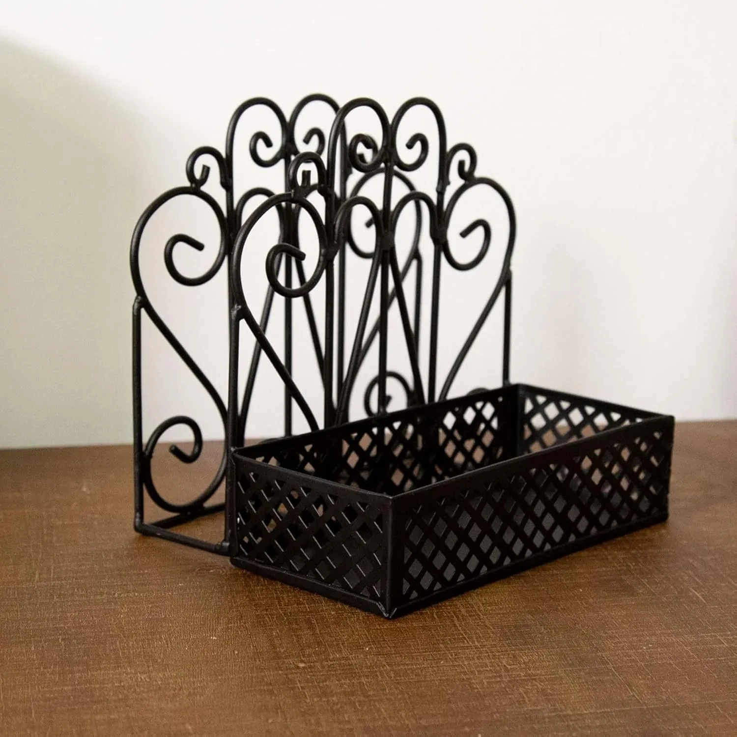 Park Designs Black Napkin Salt and Pepper Holder for Table | Combo Napkin Caddy & Salt and Pepper Caddy | Farmhouse Napkin Holder for Paper Napkins