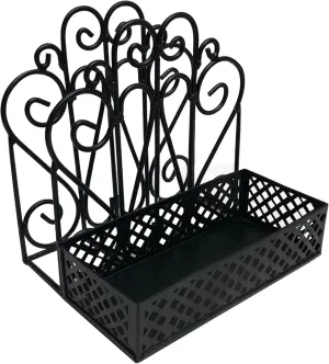 Park Designs Black Napkin Salt and Pepper Holder for Table | Combo Napkin Caddy & Salt and Pepper Caddy | Farmhouse Napkin Holder for Paper Napkins