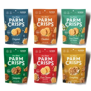 ParmCrisps – Original Parmesan, Sour Cream & Onion, Cheddar, Four Cheese, Jalapeno, and Everything, Made Simply with 100% REAL Cheese | Healthy Keto Snacks, Low Carb, High Protein, Gluten Free, Oven Baked, Keto-Friendly | Variety 1.75 Oz (Pack of 6)