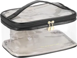 PATIKIL Clear Toiletry Bag, Waterproof Travel Makeup Bag Cosmetic Bag Organizer Large Capacity Portable Tote Storage with Handle Strap Zipper for Women Men, Black