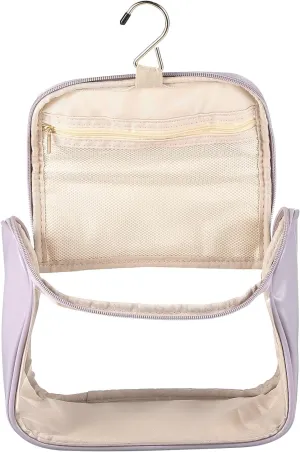 PATIKIL Hanging Clear Toiletry Bag, Waterproof Makeup Bag Travel Cosmetic Organizer Pouch Large Capacity Portable Tote Storage Bag with Zipper Handle Strap for Women Men, Purple