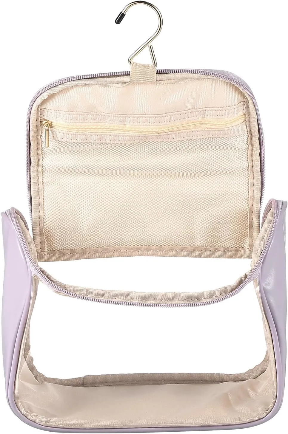 PATIKIL Hanging Clear Toiletry Bag, Waterproof Makeup Bag Travel Cosmetic Organizer Pouch Large Capacity Portable Tote Storage Bag with Zipper Handle Strap for Women Men, Purple