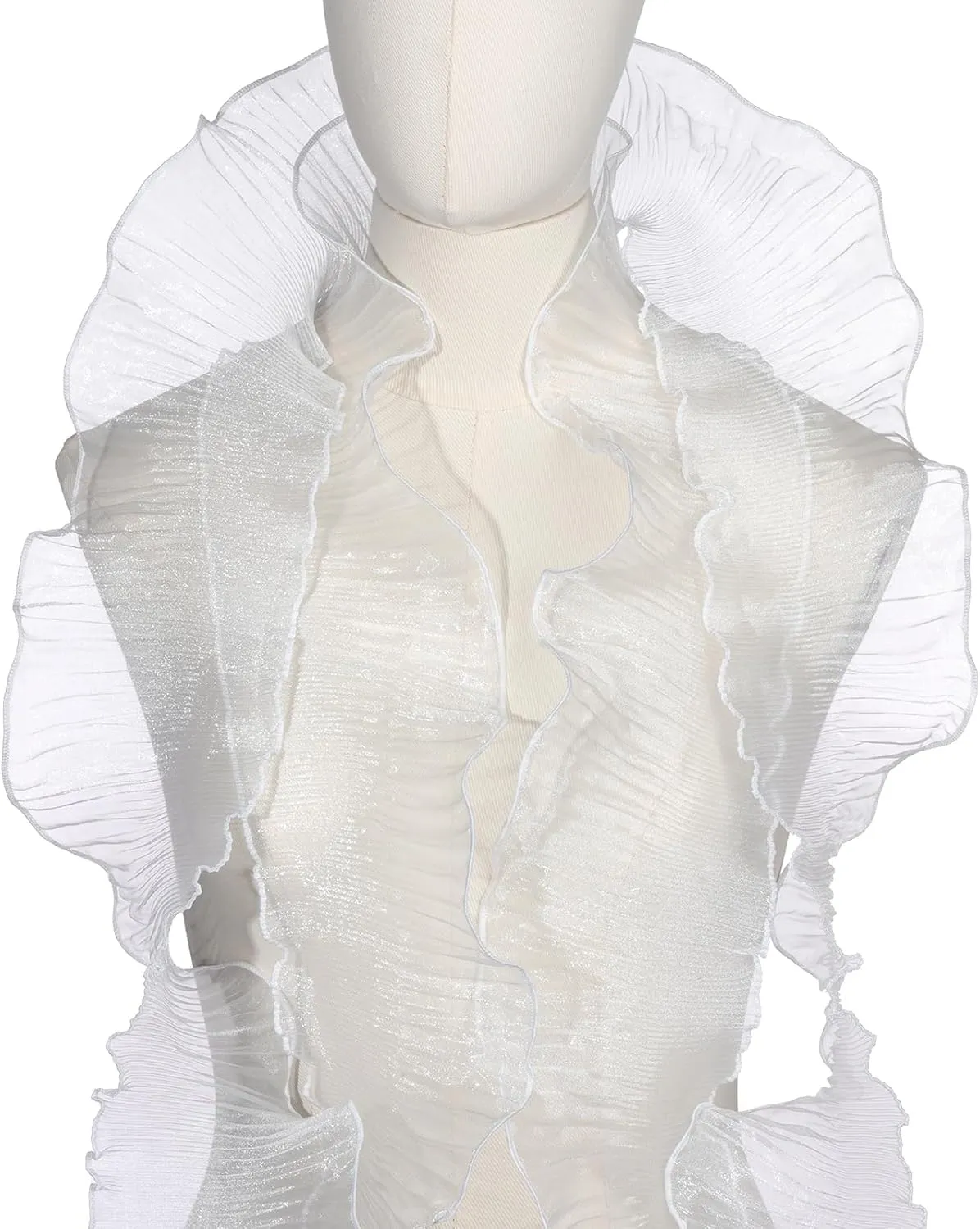 PATIKIL Ruffle Lace Trims, 10 Yards Retro Organza Fabric Trim Tulle Decorative Ruffle Lace Border for DIY Sewing Dress Bag Costume Trimming Craft Cake Decor, White