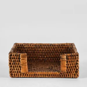 Paume Rattan Square Napkin Box | Antique Brown