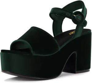 Pazzion Women Chunky High Heel Platform Sandals Open Toe Ankle Strap Buckle Ladies Shoes for Bridal Prom Event Size 4-16 US