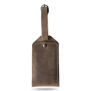 PEGAI 100% Soft Touch Rustic Leather Luggage ID Tag, Secure With Snap Closure and Easy Attachment to Suitcase, Backpack, Handbag, Handmade Travel Accessories Luggage Tags (Sand Brown)