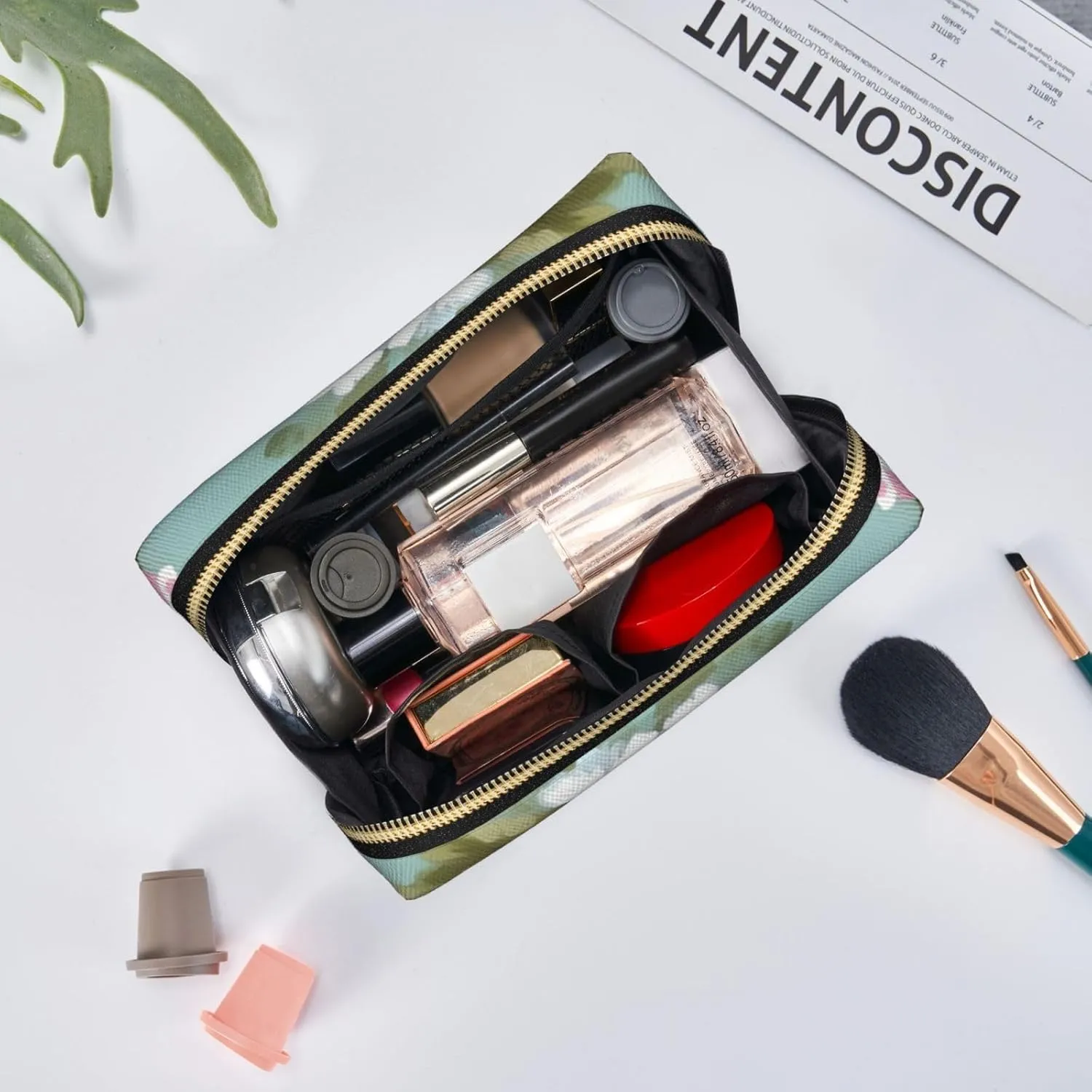 Peony Toiletry Pouch, Travel-Friendly Makeup Organizer For Makeup Brushes, Lipsticks