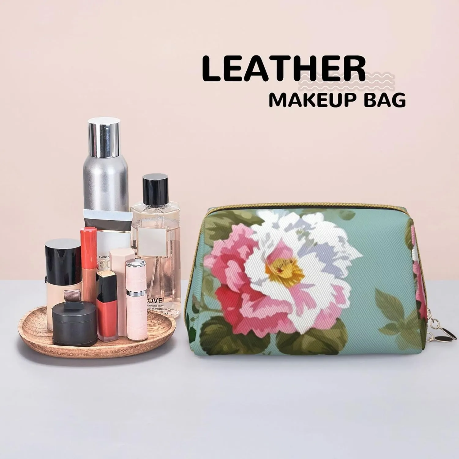 Peony Toiletry Pouch, Travel-Friendly Makeup Organizer For Makeup Brushes, Lipsticks