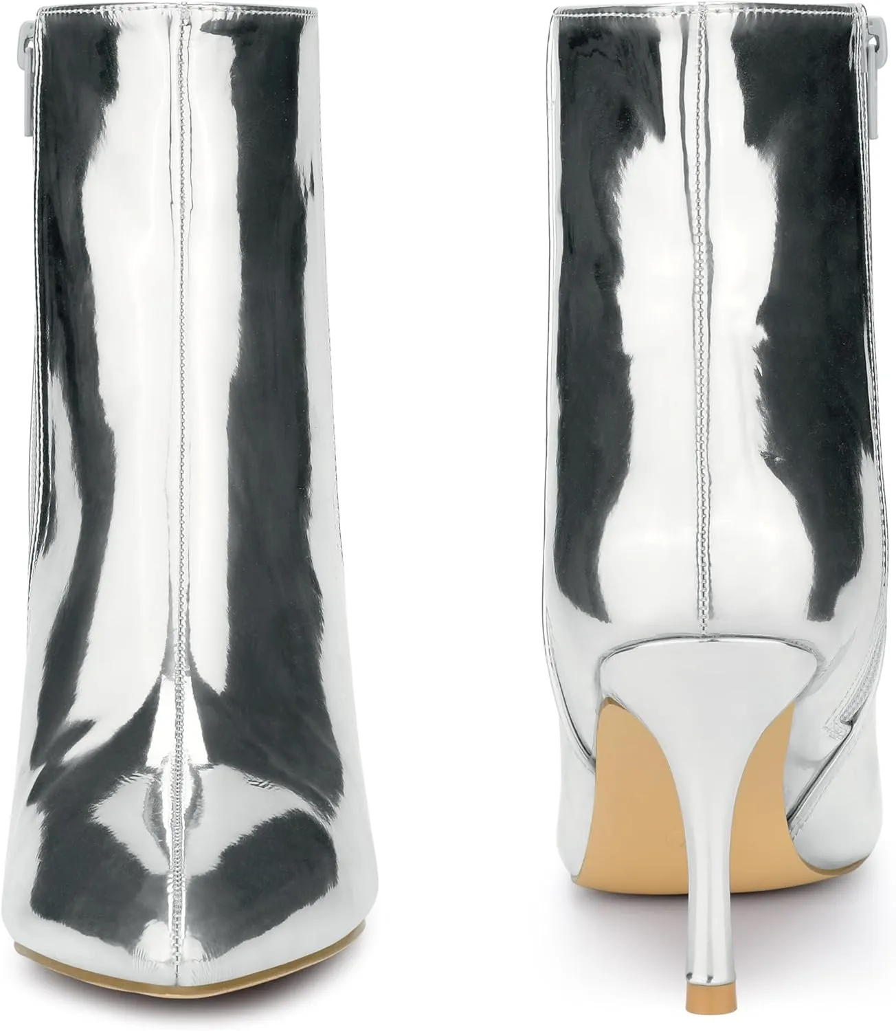 Perphy Patent Boot Pointy Toe Zipper Stiletto Heels Ankle Boots for Women