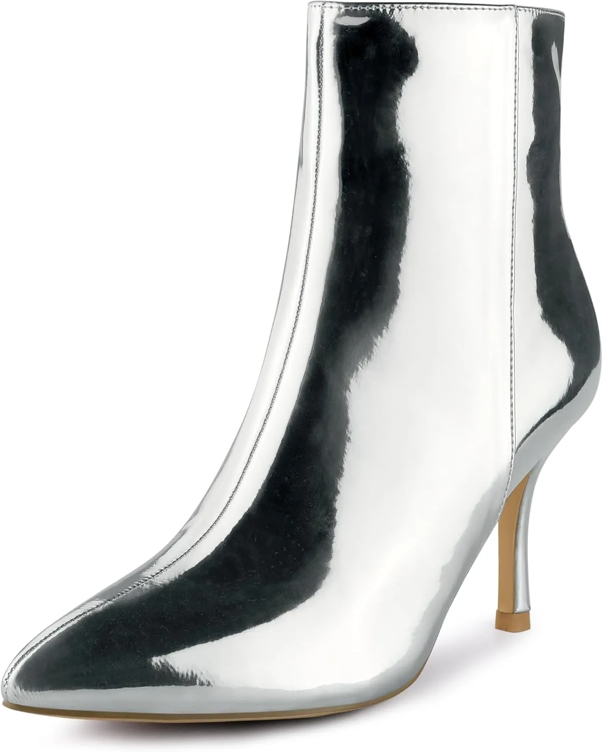 Perphy Patent Boot Pointy Toe Zipper Stiletto Heels Ankle Boots for Women