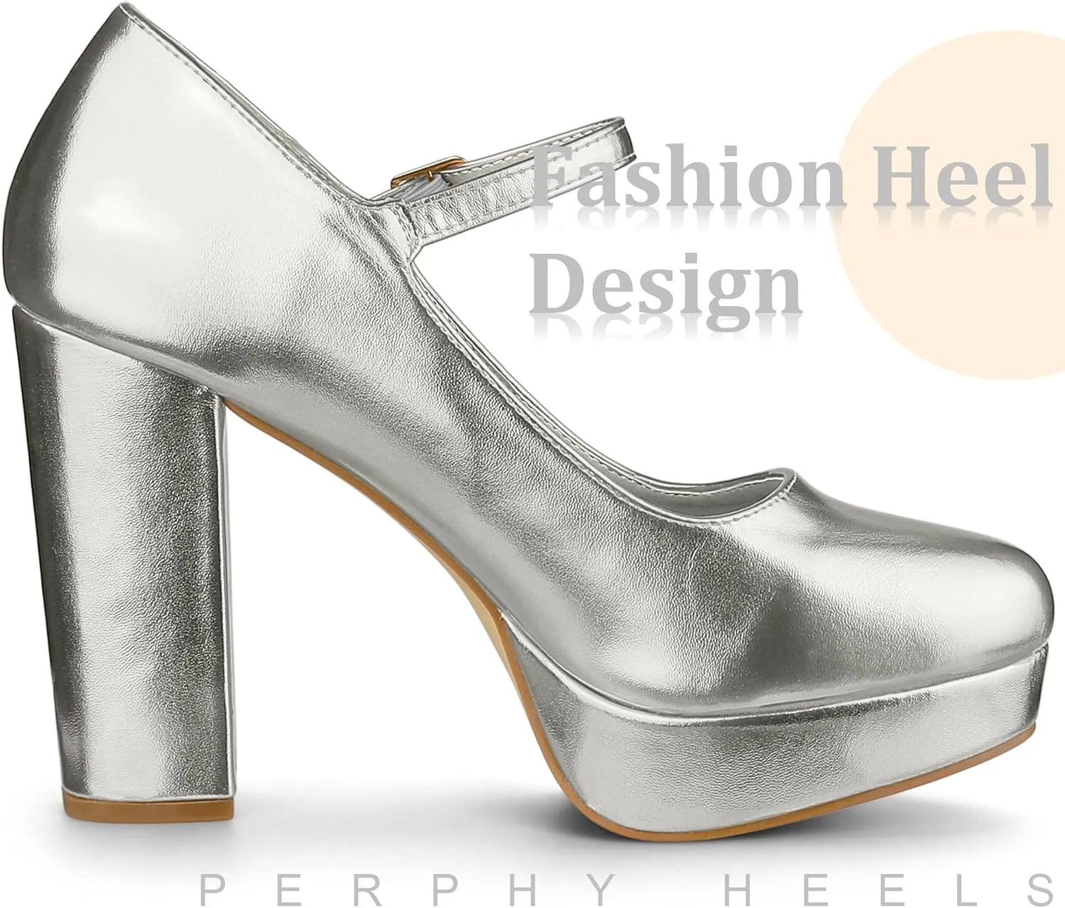 Perphy Platform Ankle Strap Chunky Heels Mary Janes Pumps for Women