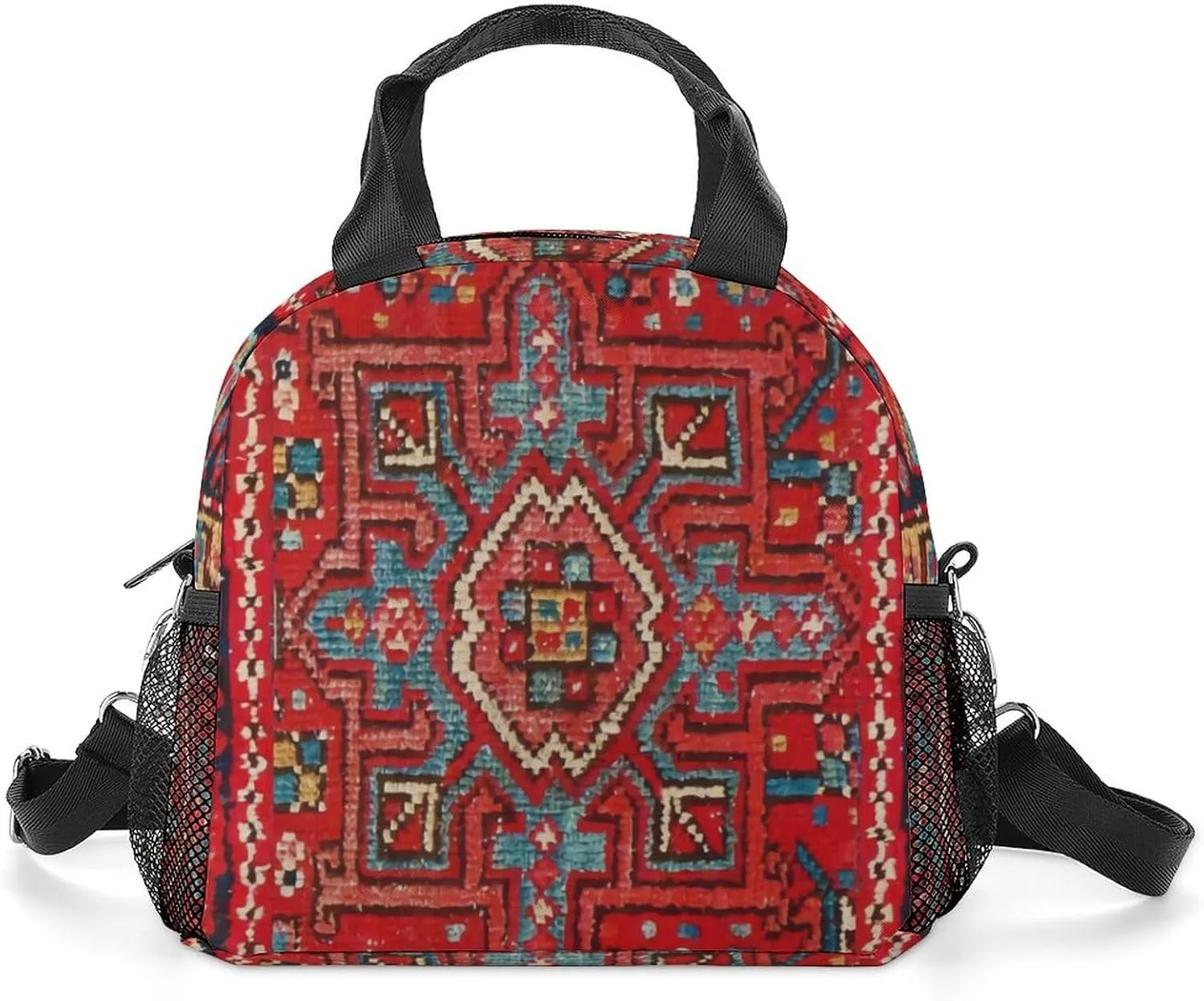 Persian Rug Design Reusable Large Capacity Insulated Crossbody Lunch Bag