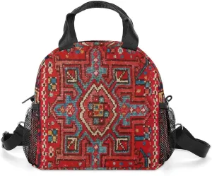 Persian Rug Design Reusable Large Capacity Insulated Crossbody Lunch Bag