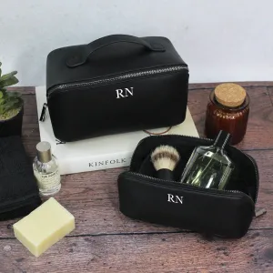 Personalised Black Men’s Wash Bag Set with Black Zip Detail