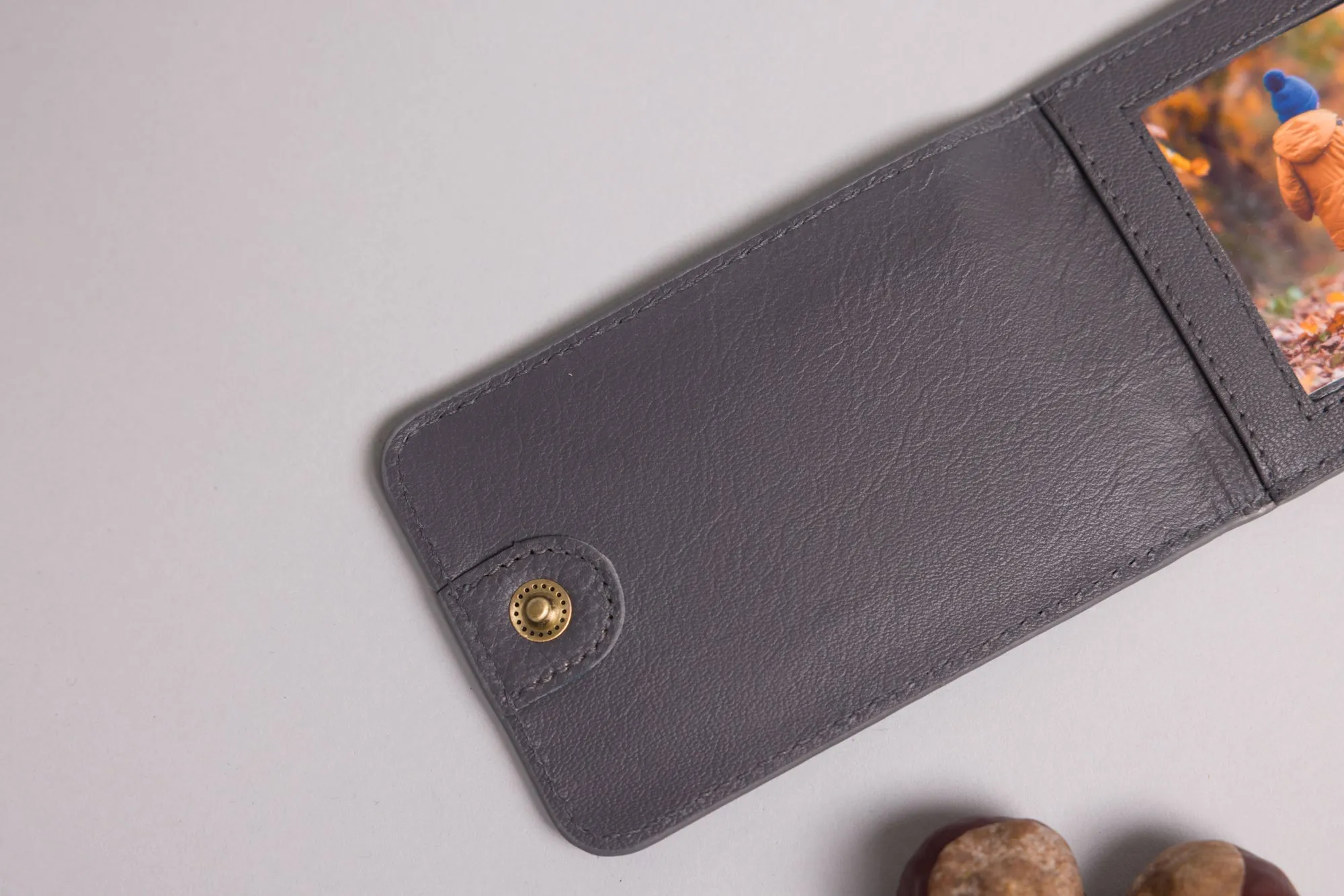 Personalised Engraved Grey Leather Luggage Tag