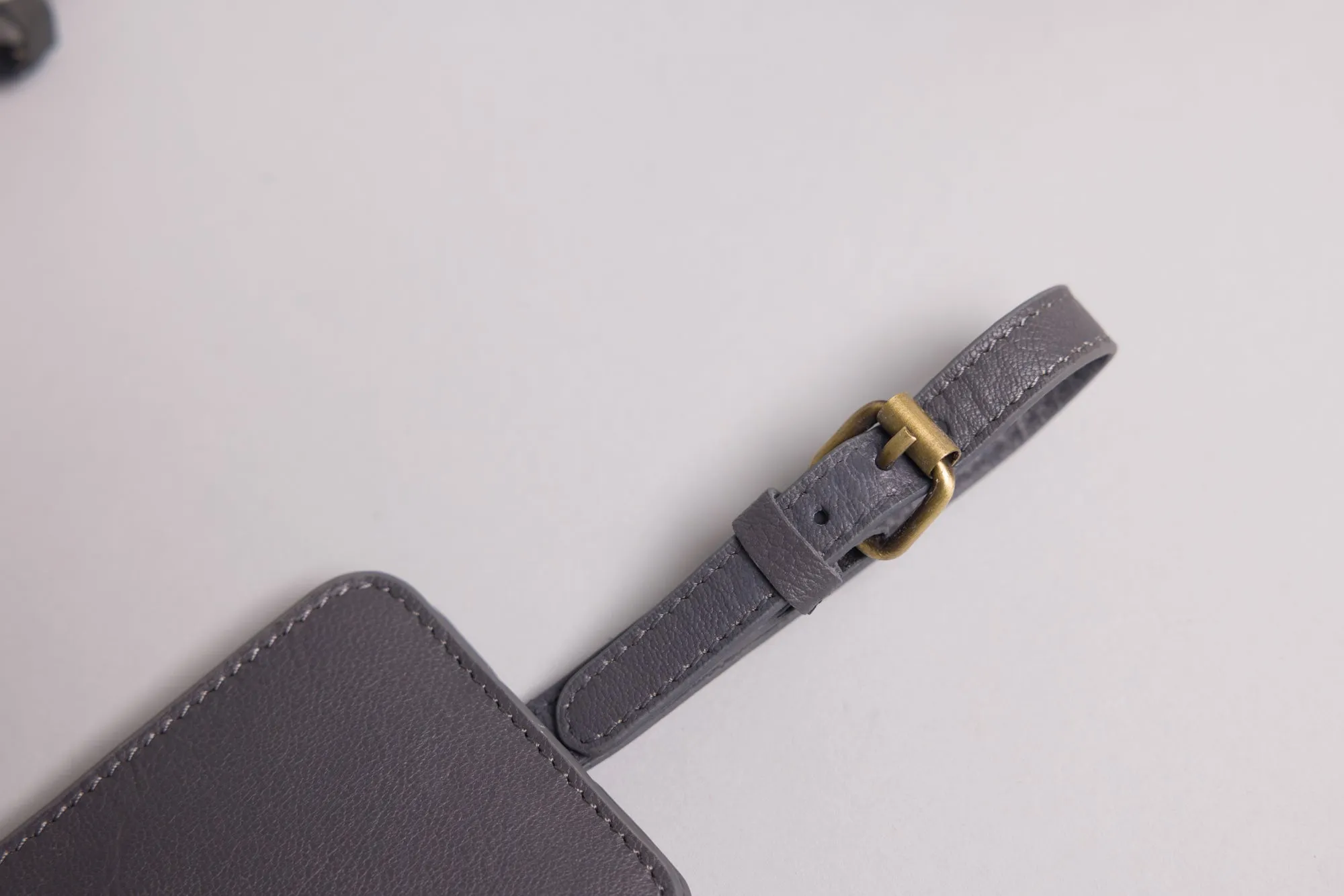 Personalised Engraved Grey Leather Luggage Tag