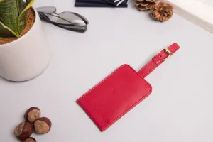 Personalised Engraved Red Leather Luggage Tag