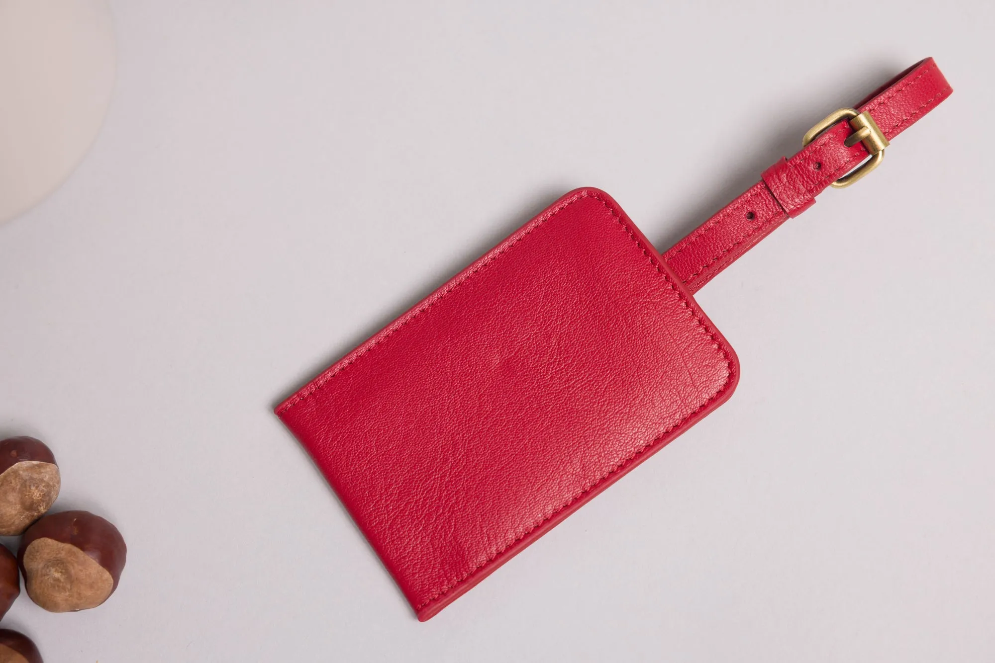 Personalised Engraved Red Leather Luggage Tag