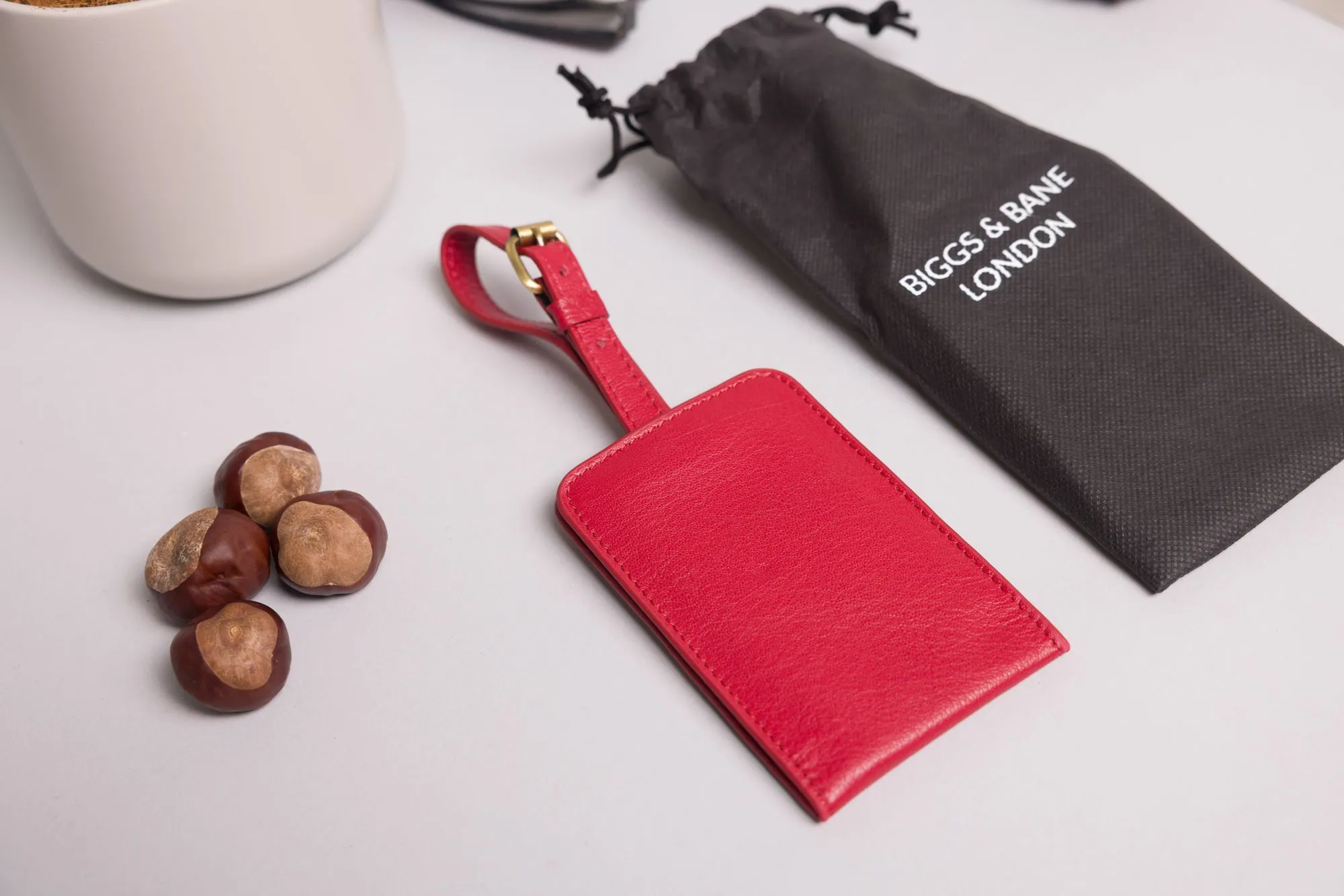 Personalised Engraved Red Leather Luggage Tag