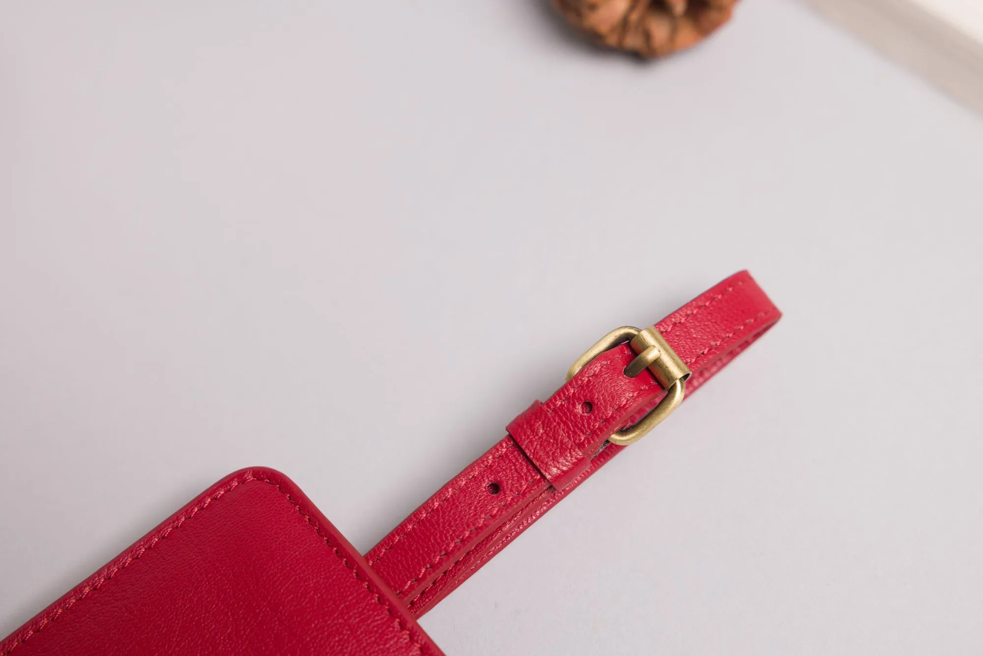 Personalised Engraved Red Leather Luggage Tag