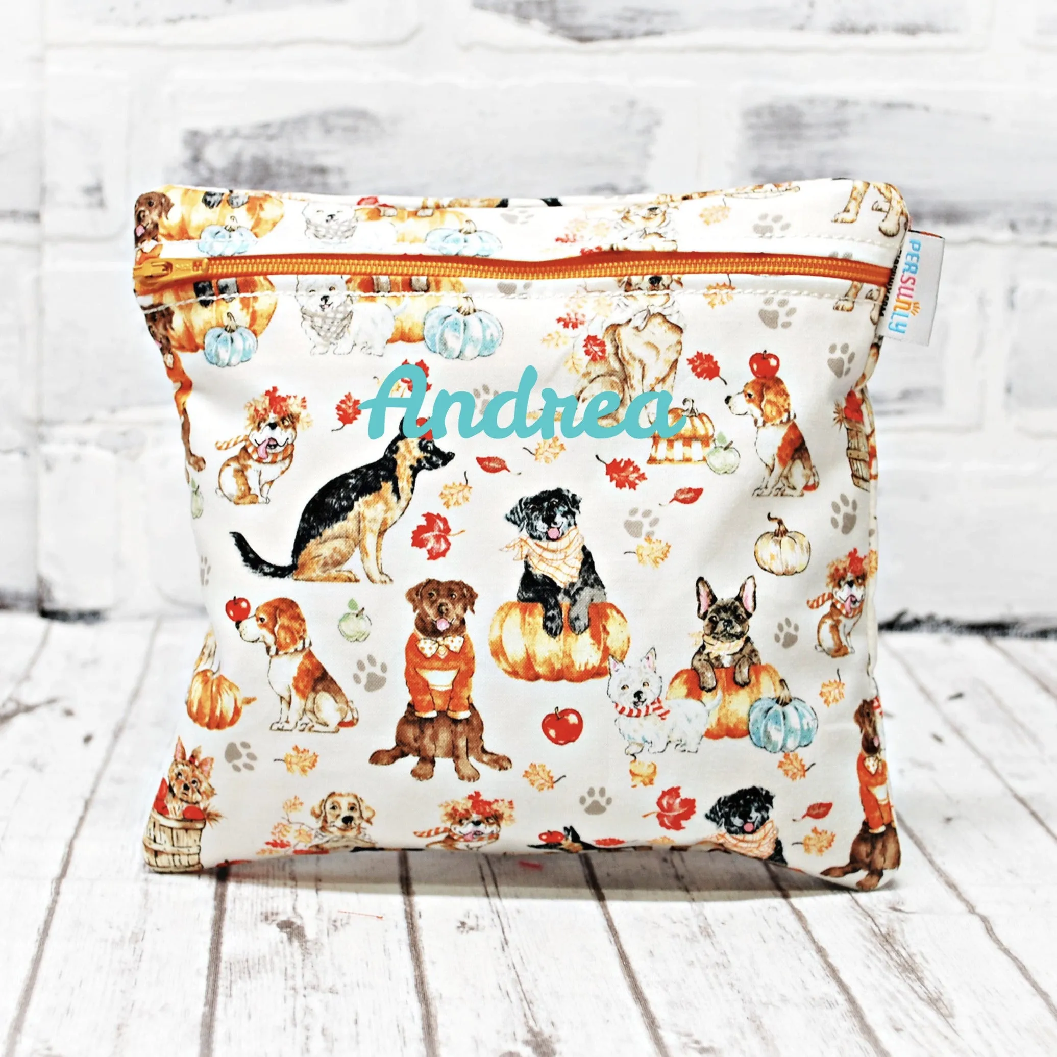 Personalized Dogs in Fall Reusable Food Bag