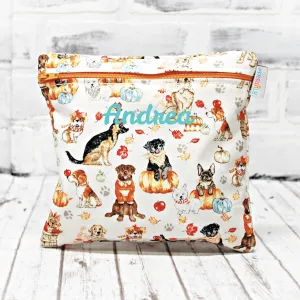 Personalized Dogs in Fall Reusable Food Bag