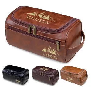 Personalized Father's Day Unique Gifts for Dad, Engraved Name Initials Custom Travel Toiletry Bag for Men, Birthday Gifts for Husband from Wife, Personalized Leather Toiletry Bag for Men Dad Grandpa