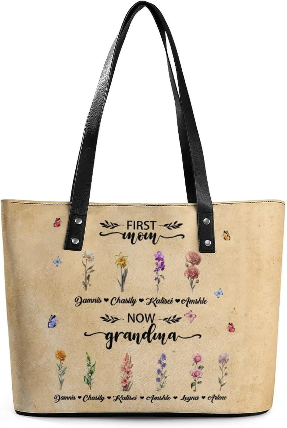 Personalized Grandma Name Single Shoulder Bag Custom 1-15 Name Mom Grandmother Leather Handbag Loving Gifts For Her