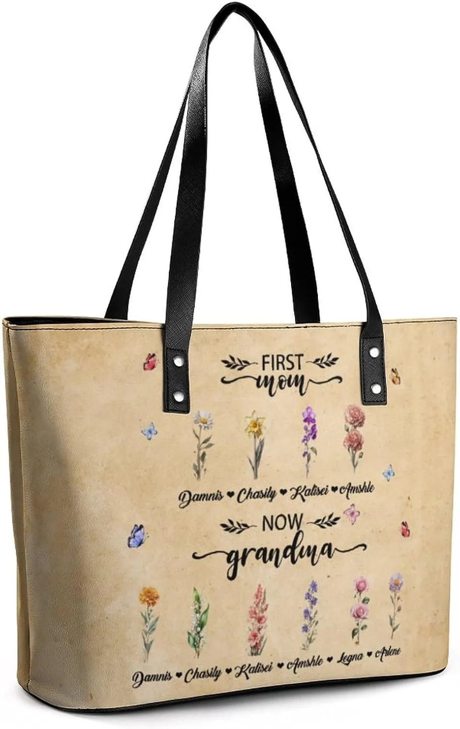 Personalized Grandma Name Single Shoulder Bag Custom 1-15 Name Mom Grandmother Leather Handbag Loving Gifts For Her