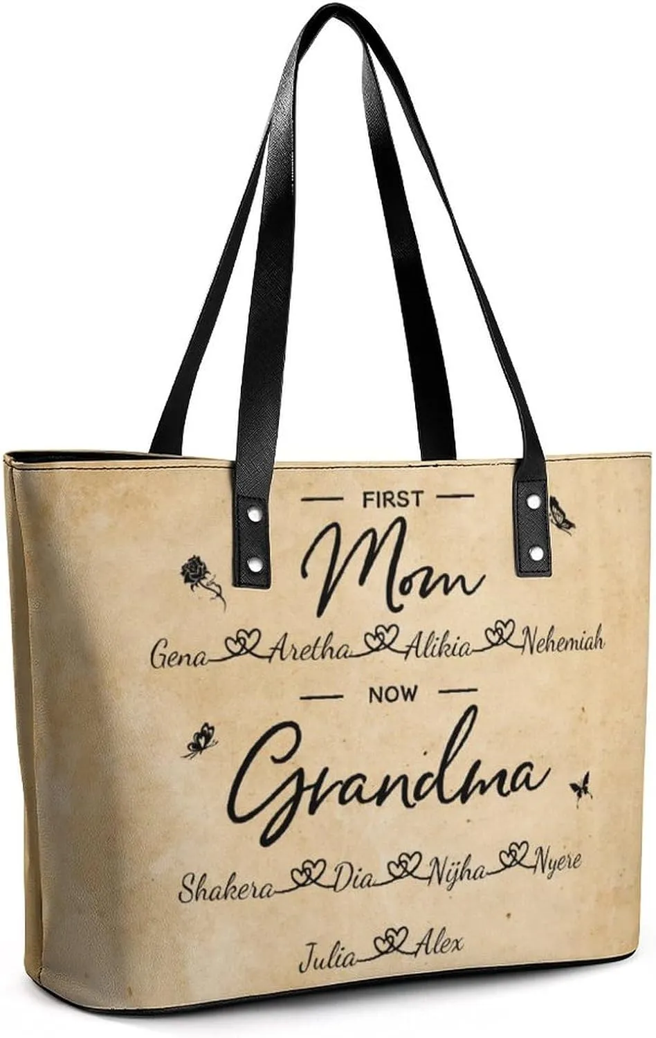 Personalized Grandma Name Single Shoulder Bag Custom 1-15 Name Mom Grandmother Leather Handbag Loving Gifts For Her