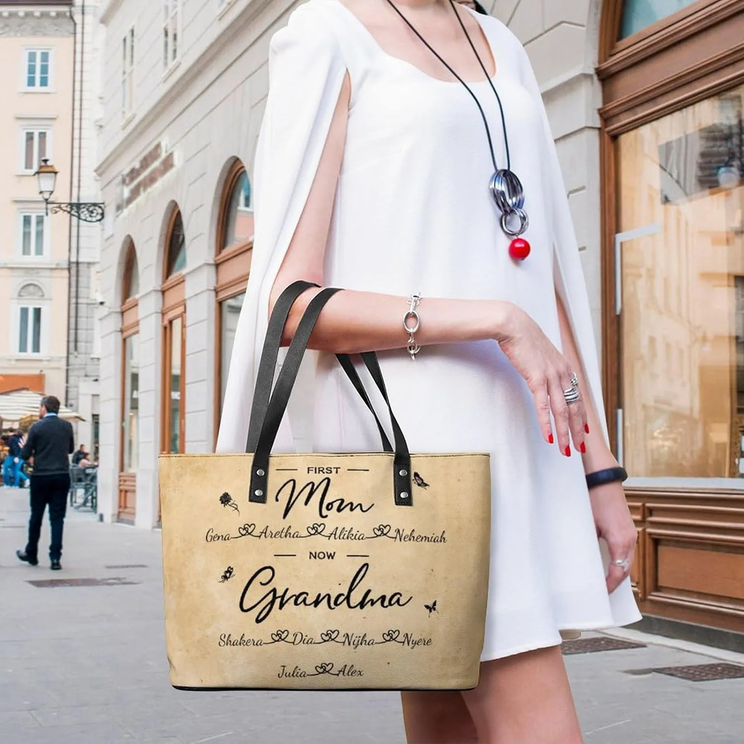 Personalized Grandma Name Single Shoulder Bag Custom 1-15 Name Mom Grandmother Leather Handbag Loving Gifts For Her