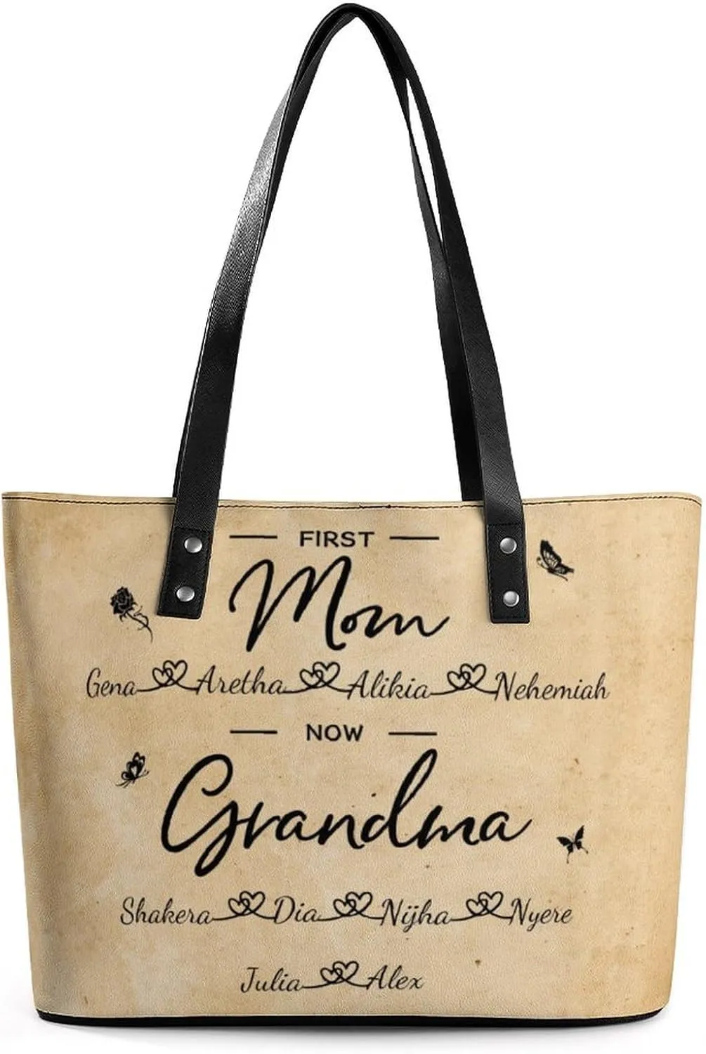 Personalized Grandma Name Single Shoulder Bag Custom 1-15 Name Mom Grandmother Leather Handbag Loving Gifts For Her