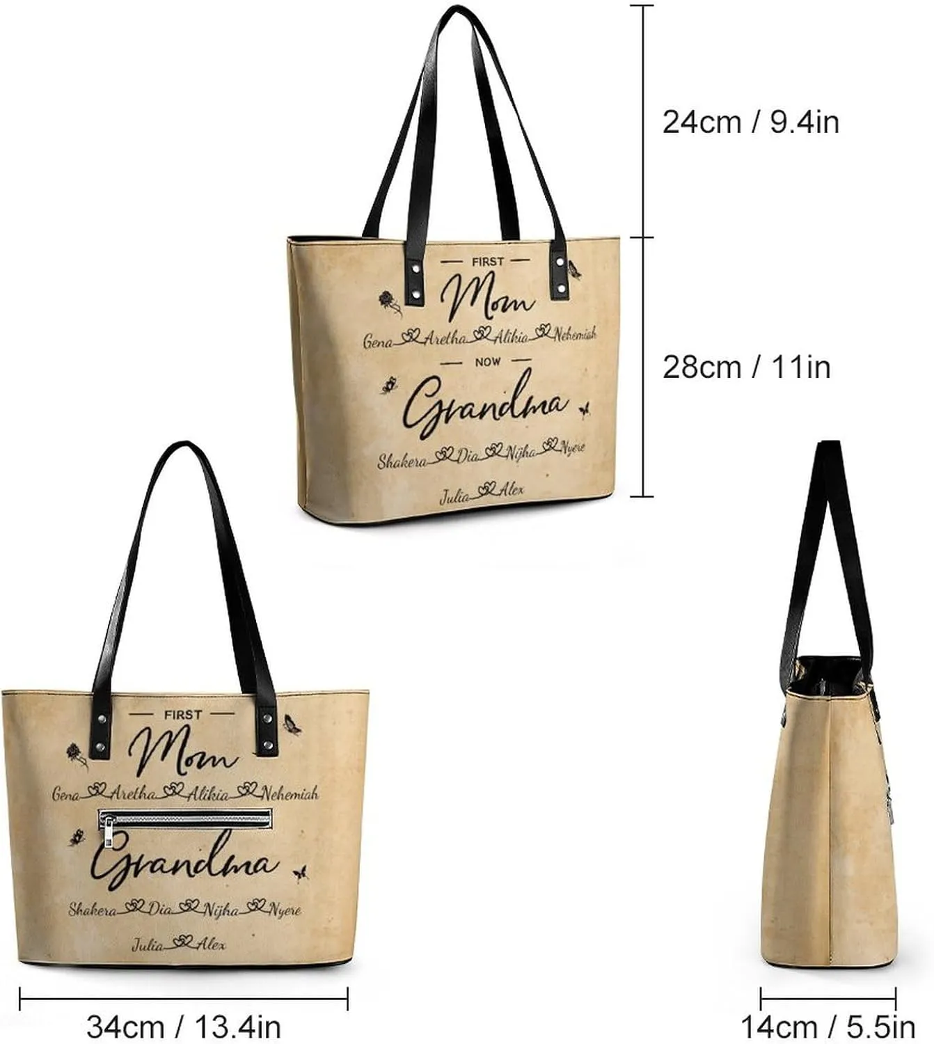 Personalized Grandma Name Single Shoulder Bag Custom 1-15 Name Mom Grandmother Leather Handbag Loving Gifts For Her