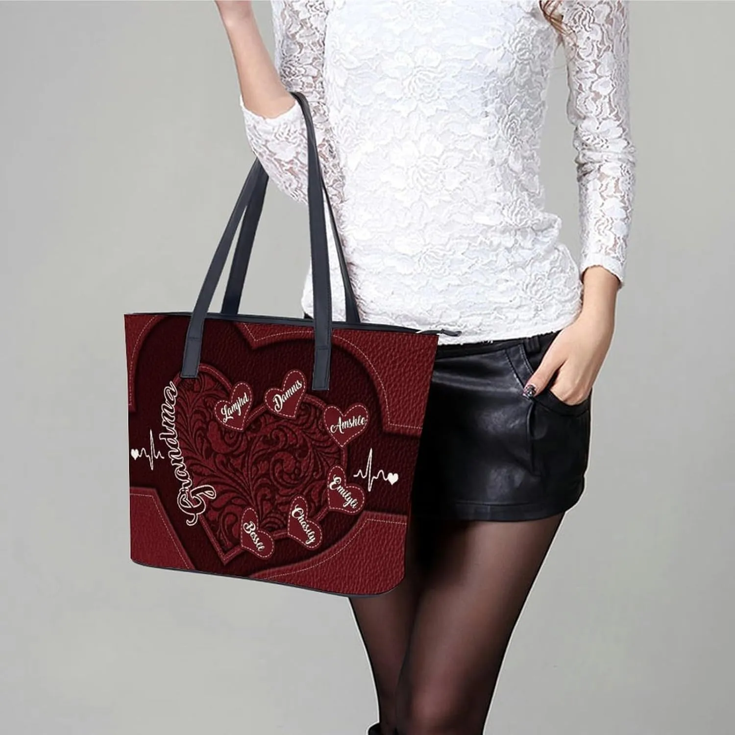 Personalized Grandma's Little Sweethearts Single Shoulder Bag Custom 1-15 Name Loving Gift For Grandma Mom Xmas