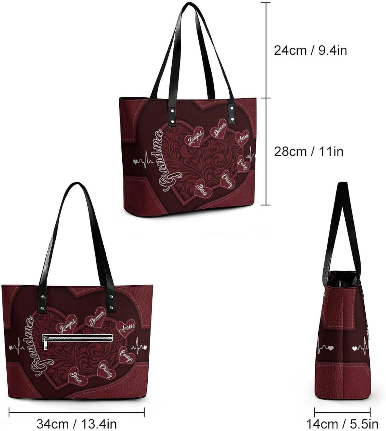 Personalized Grandma's Little Sweethearts Single Shoulder Bag Custom 1-15 Name Loving Gift For Grandma Mom Xmas